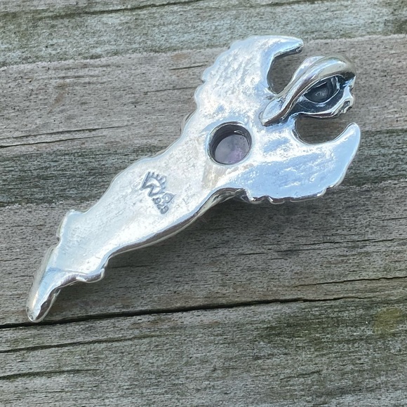 Dream Angel Pendant solid .925 Sterling Silver w/ genuine Amethyst made in USA - Picture 11 of 12